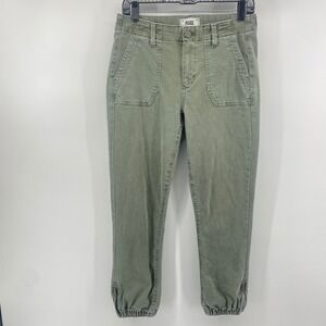 Paige Mayslie Jogger Women 27 Olive Green Cargo Utility Ankle Zip Pants Gorpcore